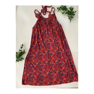 Fire orange/ red floral dress!